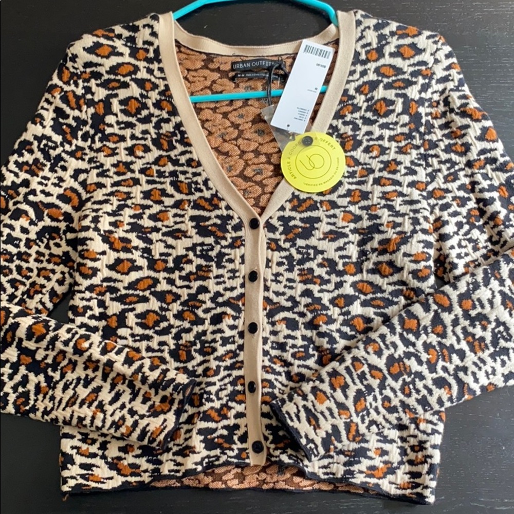 Urban Outfitters Cheetah Button Up Sweater